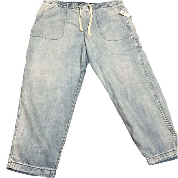 Gap Denim Joggers Pant with Rope Tie Closure Size XL Light Wash - Picture 2 of 11